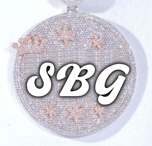 CUSTOM LETTER NECKLACE 3D BIG CROWN DISC