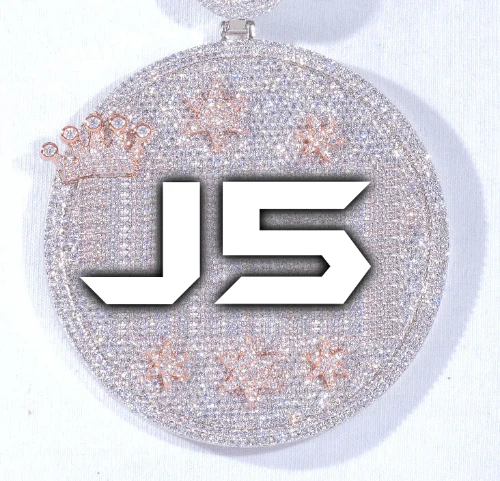 CUSTOM LETTER NECKLACE 3D BIG CROWN DISC