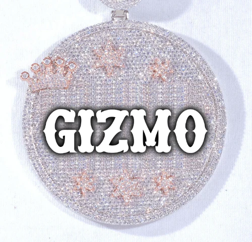 CUSTOM LETTER NECKLACE 3D BIG CROWN DISC