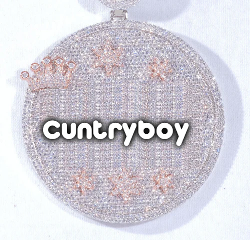 CUSTOM LETTER NECKLACE 3D BIG CROWN DISC