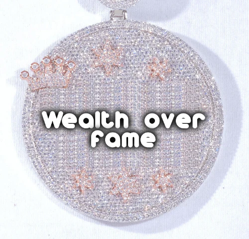 CUSTOM LETTER NECKLACE 3D BIG CROWN DISC