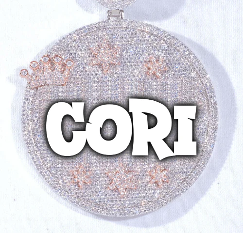 CUSTOM LETTER NECKLACE 3D BIG CROWN DISC
