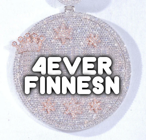 CUSTOM LETTER NECKLACE 3D BIG CROWN DISC