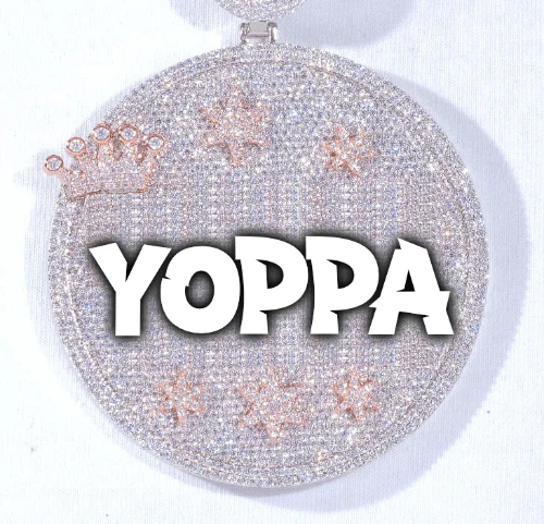 CUSTOM LETTER NECKLACE 3D BIG CROWN DISC