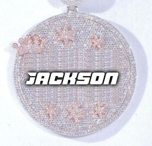 CUSTOM LETTER NECKLACE 3D BIG CROWN DISC