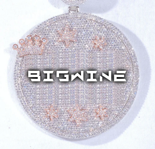 CUSTOM LETTER NECKLACE 3D BIG CROWN DISC