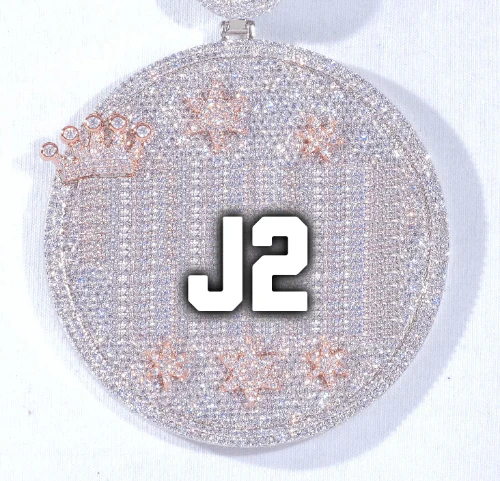 CUSTOM LETTER NECKLACE 3D BIG CROWN DISC