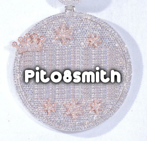 CUSTOM LETTER NECKLACE 3D BIG CROWN DISC