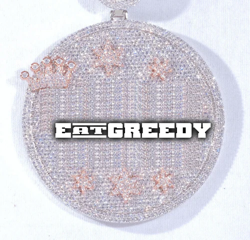 CUSTOM LETTER NECKLACE 3D BIG CROWN DISC