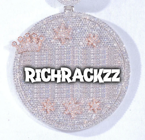 CUSTOM LETTER NECKLACE 3D BIG CROWN DISC
