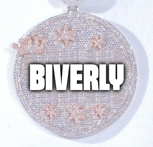 CUSTOM LETTER NECKLACE 3D BIG CROWN DISC
