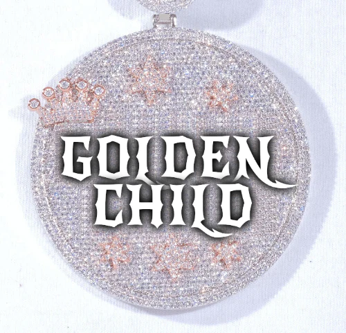 CUSTOM LETTER NECKLACE 3D BIG CROWN DISC