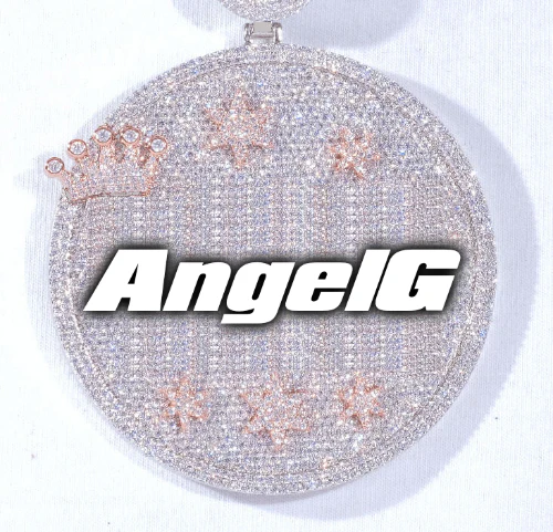 CUSTOM LETTER NECKLACE 3D BIG CROWN DISC
