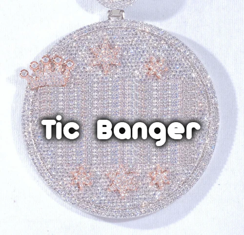 CUSTOM LETTER NECKLACE 3D BIG CROWN DISC