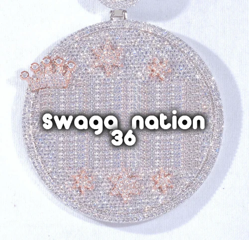 CUSTOM LETTER NECKLACE 3D BIG CROWN DISC