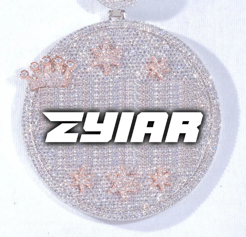 CUSTOM LETTER NECKLACE 3D BIG CROWN DISC