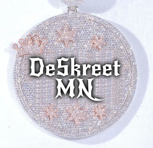 CUSTOM LETTER NECKLACE 3D BIG CROWN DISC