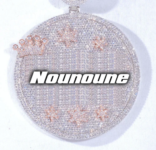 CUSTOM LETTER NECKLACE 3D BIG CROWN DISC
