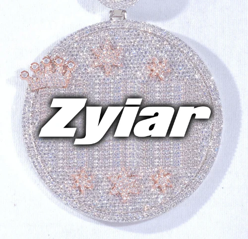 CUSTOM LETTER NECKLACE 3D BIG CROWN DISC
