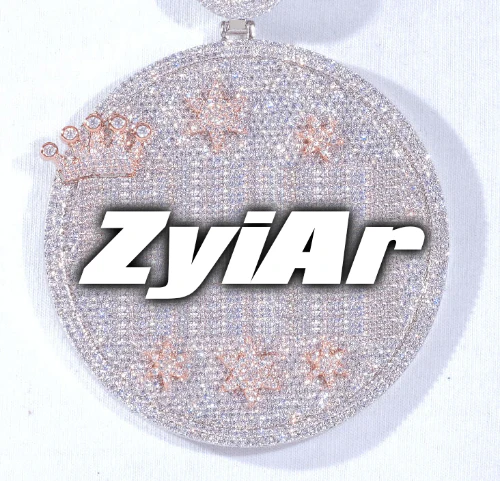 CUSTOM LETTER NECKLACE 3D BIG CROWN DISC
