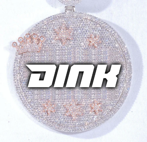 CUSTOM LETTER NECKLACE 3D BIG CROWN DISC