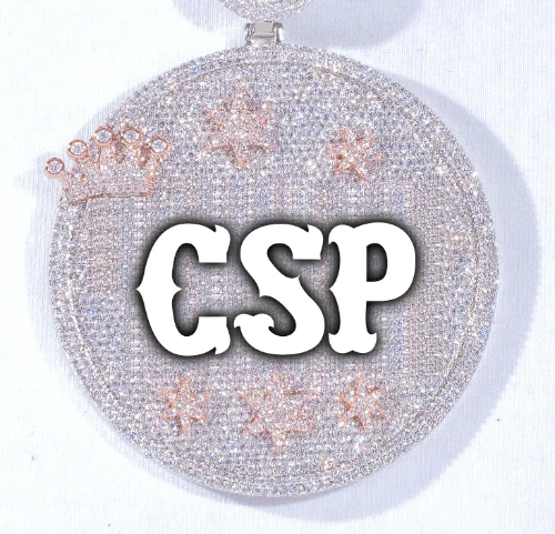 CUSTOM LETTER NECKLACE 3D BIG CROWN DISC