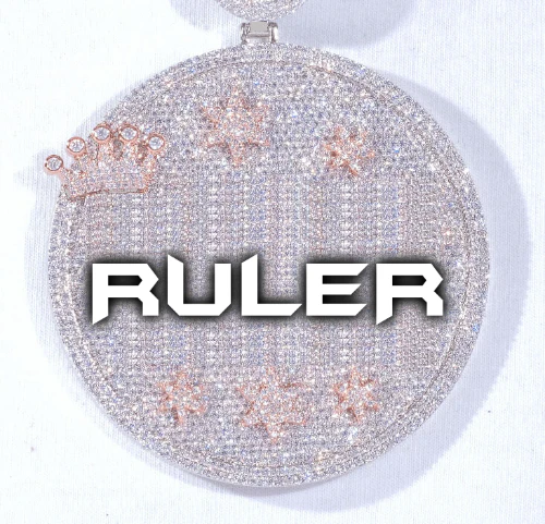 CUSTOM LETTER NECKLACE 3D BIG CROWN DISC