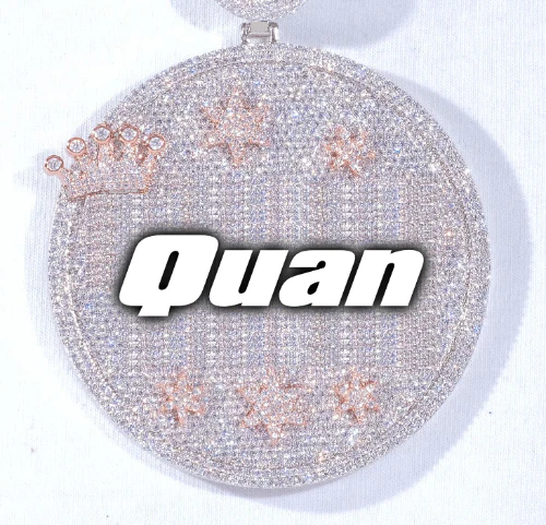CUSTOM LETTER NECKLACE 3D BIG CROWN DISC