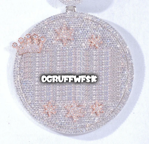 CUSTOM LETTER NECKLACE 3D BIG CROWN DISC
