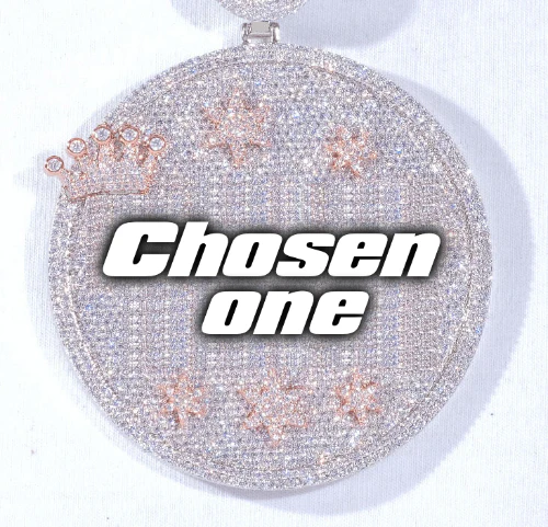 CUSTOM LETTER NECKLACE 3D BIG CROWN DISC