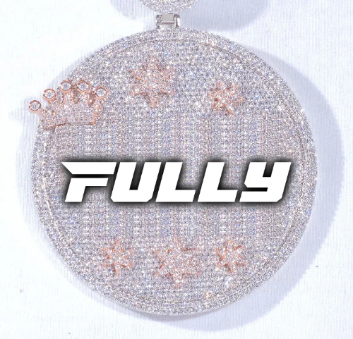 CUSTOM LETTER NECKLACE 3D BIG CROWN DISC