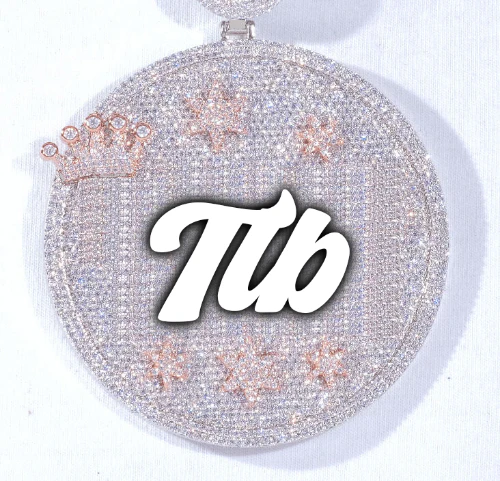 CUSTOM LETTER NECKLACE 3D BIG CROWN DISC