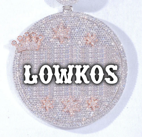 CUSTOM LETTER NECKLACE 3D BIG CROWN DISC