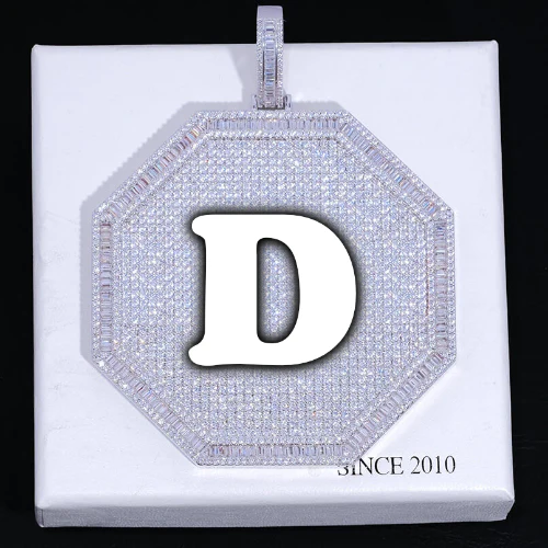 CUSTOM LETTER NECKLACE 3D BIG OCTAGON