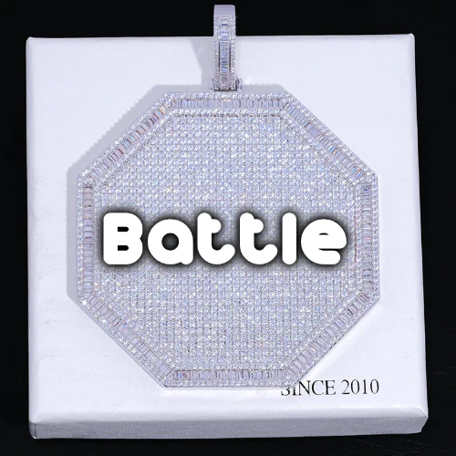 CUSTOM LETTER NECKLACE 3D BIG OCTAGON