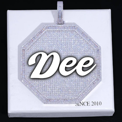 CUSTOM LETTER NECKLACE 3D BIG OCTAGON