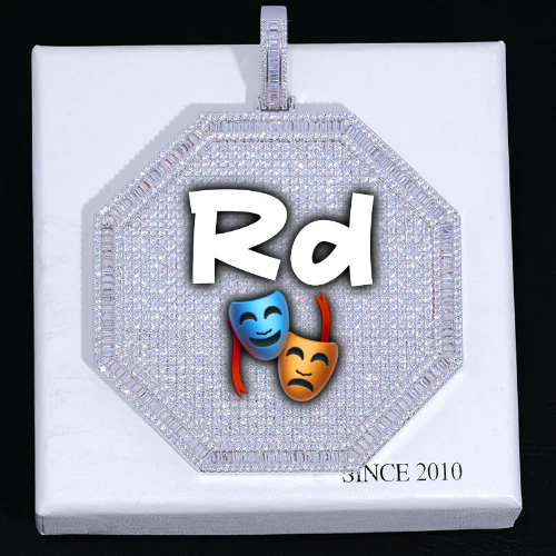 CUSTOM LETTER NECKLACE 3D BIG OCTAGON