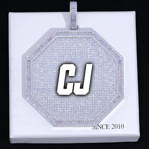 CUSTOM LETTER NECKLACE 3D BIG OCTAGON