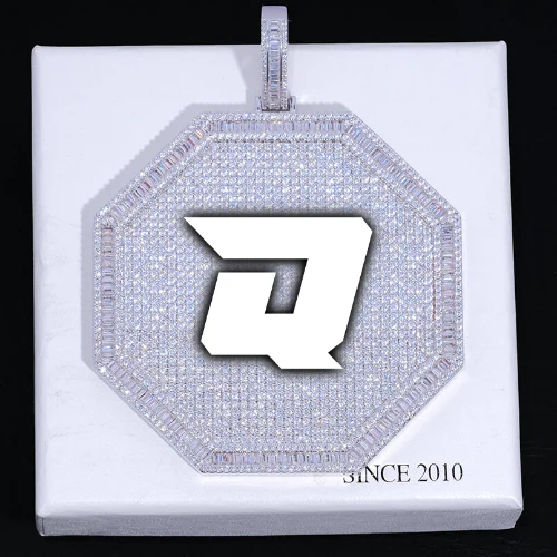 CUSTOM LETTER NECKLACE 3D BIG OCTAGON