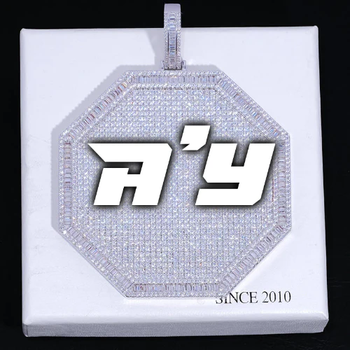 CUSTOM LETTER NECKLACE 3D BIG OCTAGON