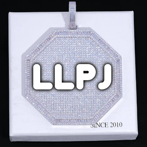 CUSTOM LETTER NECKLACE 3D BIG OCTAGON