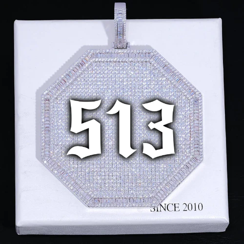 CUSTOM LETTER NECKLACE 3D BIG OCTAGON