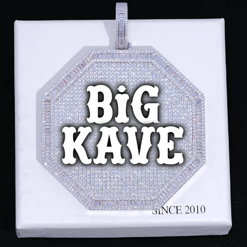 CUSTOM LETTER NECKLACE 3D BIG OCTAGON