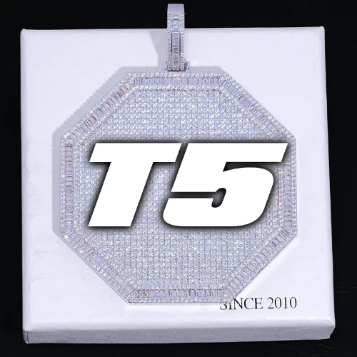 CUSTOM LETTER NECKLACE 3D BIG OCTAGON