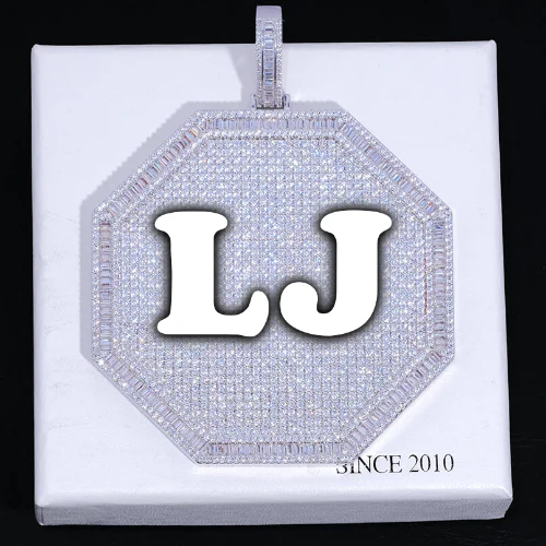 CUSTOM LETTER NECKLACE 3D BIG OCTAGON