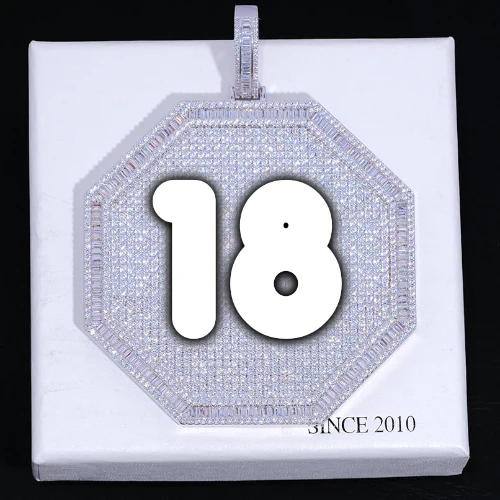 CUSTOM LETTER NECKLACE 3D BIG OCTAGON