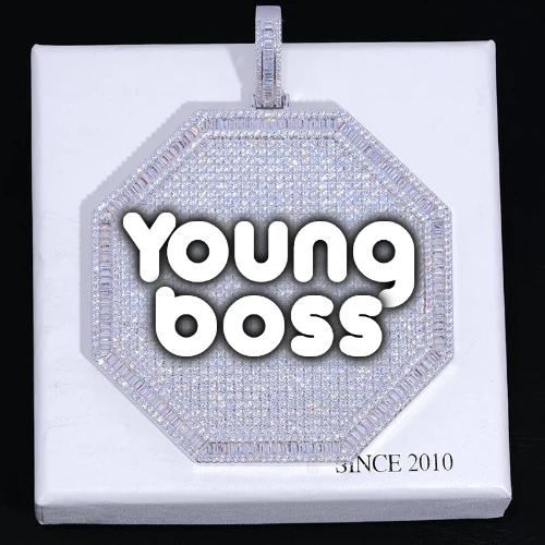 CUSTOM LETTER NECKLACE 3D BIG OCTAGON