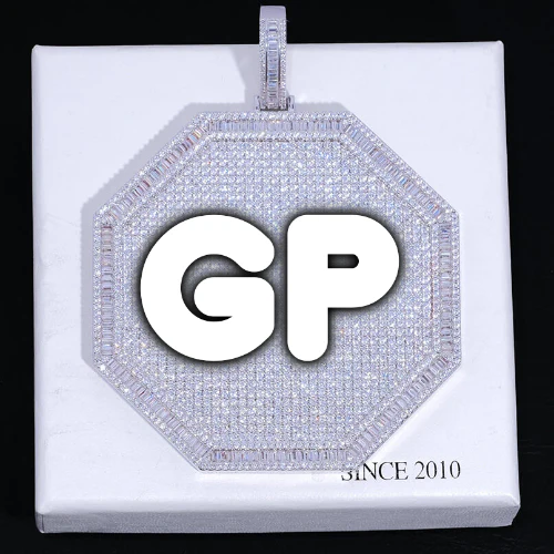 CUSTOM LETTER NECKLACE 3D BIG OCTAGON