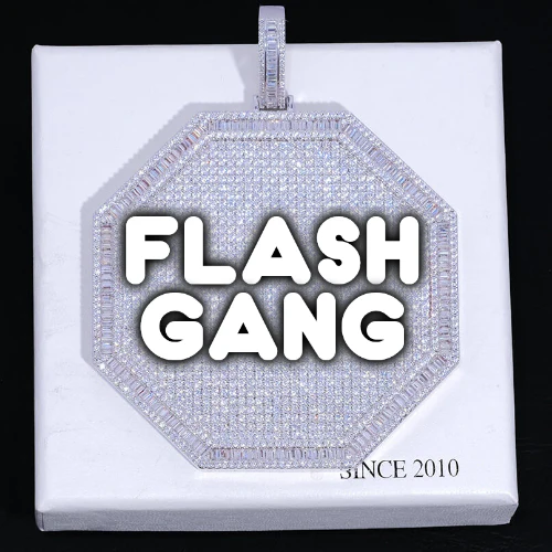 CUSTOM LETTER NECKLACE 3D BIG OCTAGON