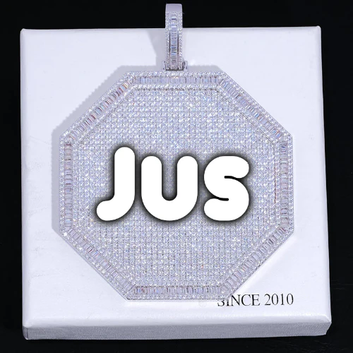 CUSTOM LETTER NECKLACE 3D BIG OCTAGON